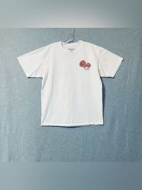 Empyre Men's  White Tee with Red Floral Chest Graphic Sz  L